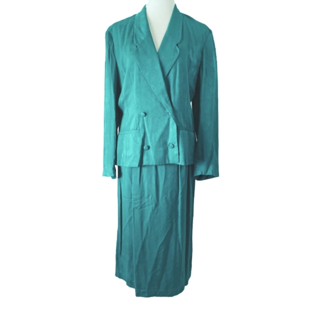 ARGENTI VINTAGE 80'S/90'S SILK 2 PIECE SET JACKET/SKIRT SIZE 12